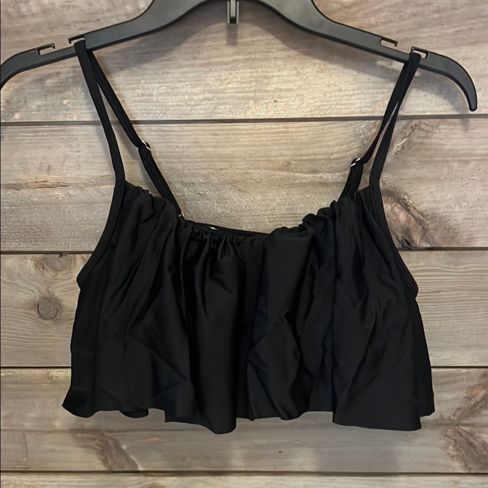 Black ruffle bikini top